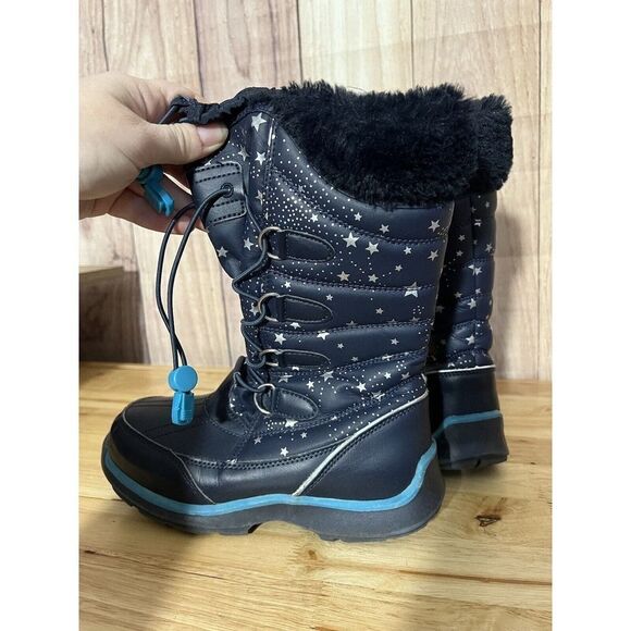 Lands End - Snow Boot: Blue with Silver Stars - Size 2M UK 1 - Picture 5 of 9